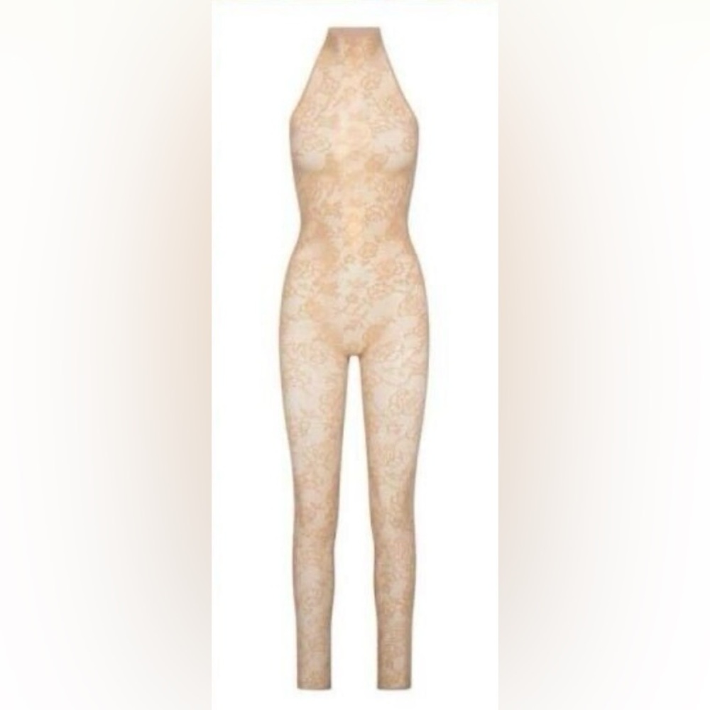SKIMS NWT Knit Lace Halter Style Catsuit 4X in Sienna
